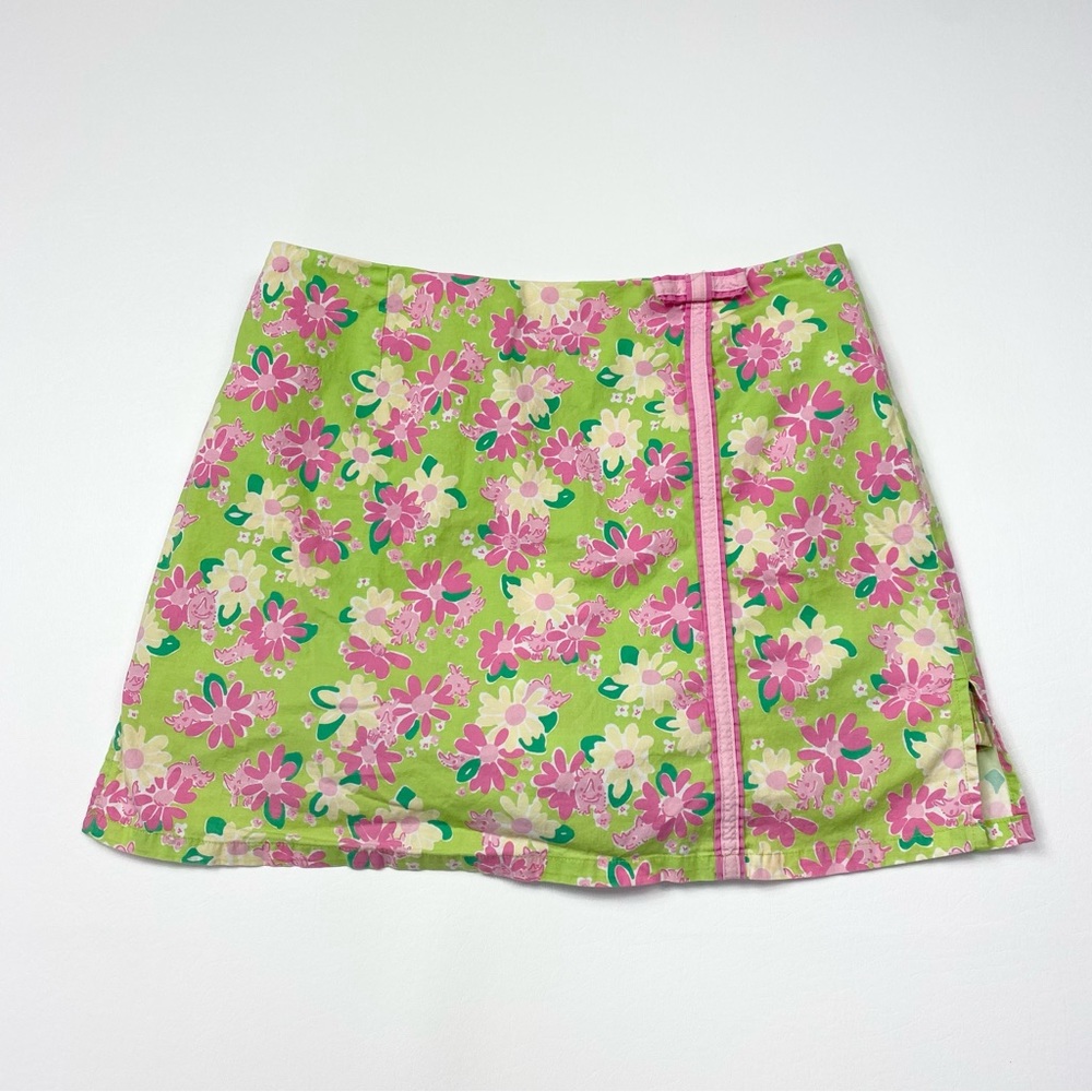 Women’s Lilly Pulitzer Floral & Rhino Print Mini Skirt W/Shorts Size 4